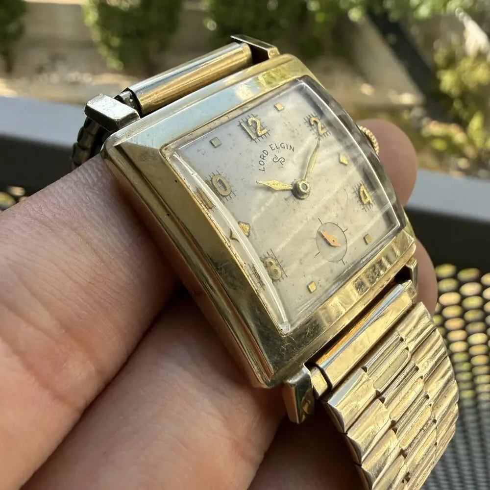 Vintage Lord Elgin 14K Gold Filled High Grade 21 Jewel Art Deco Dress Watch Box